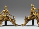 paire de figurines anciennes en bronze représentant un homme et une femme à cheval
