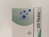 a white box with a blue and green design on it