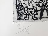 a black and white picture of a painting on a wall