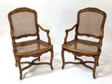pair of antique cane back chairs with cane back and cane back arms