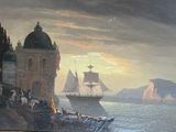 une image d'un tableau représentant un bateau dans l'eau