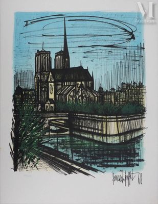 Lithographie originale de Bernard Buffet - Le jardin de l'évêché - Photo 1