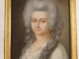 painting of a woman with a long hair and a white dress