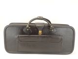 an image of a black suitcase with a handle on a white background