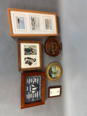 Ensemble de 6 éléments décoratifs muraux, cadres et divers, …