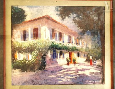 Anonyme : Pastel "Promenade devant la maison"