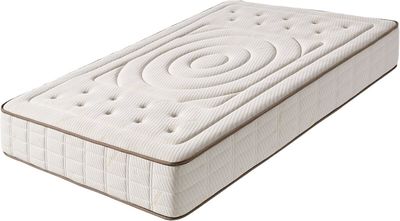a close up of a mattress on a white surface