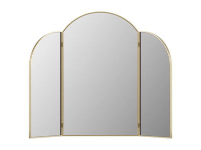 un miroir doré à trois panneaux, avec trois miroirs de chaque côté