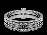 a close up of a diamond ring on a black background