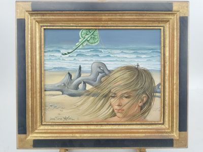 Jean-Pierre ALAUX 1925-2020 "Cerf-volant au Cap Ferret" huil…