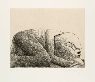 a drawing of a dog laying down on the ground