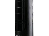 an image of a black tower fan sitting on top of a table
