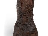a statue of a bear made of wood on a white background