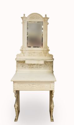 Meuble de toilette en fonte laquée, ouvrant par un tiroir en…