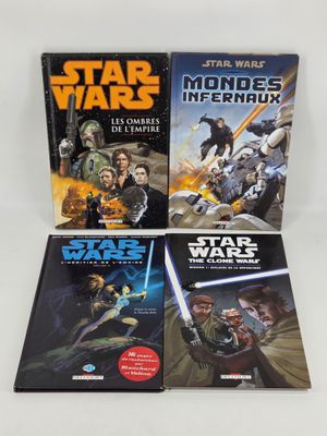 trois livres de la saga Star Wars sur fond blanc