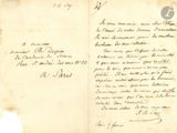 un vieux document sur lequel figurent une lettre manuscrite et la photo du visage d'un homme
