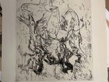 a drawing of a man riding a horse on a table