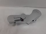 a close up of a faucet on a white surface