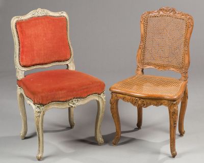 pair of louis xv style cane back side chairs