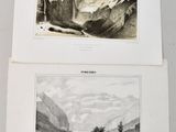 two views of a mountain range with a river and a valley