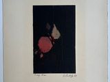an image of a painting of a red rose on a black background