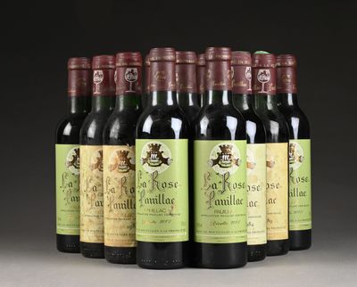 six bouteilles de vin rouge sont alignées