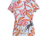 un haut pour femme à imprimé floral bleu et rose