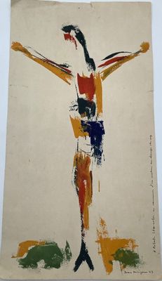 an image of a painting of a man with his arms outstretched