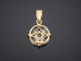a gold pendant with a star of david and a star of david