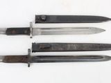 three different types of knives are shown on a white surface