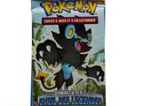 a close up of a box of pokemon trading cards on a white surface