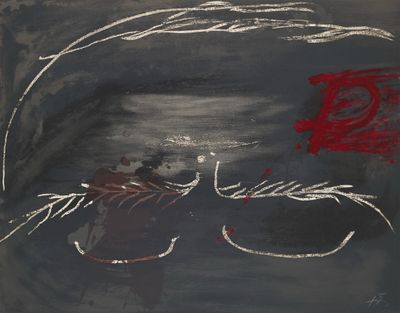 tableau représentant un homme à lunettes et une rose rouge sur un tableau noir