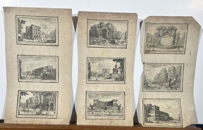 quatre vieilles photos d'un train exposées sur une étagère