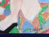 a painting of a nude woman sitting on a couch