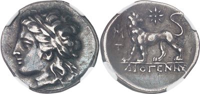 a close up of a silver coin with a horse on it