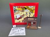 vintage tin toy western town set in original box with instructions