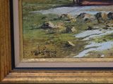a picture of a painting of a boat on the water