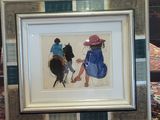 une photo d'une photo représentant une femme à cheval