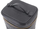 a close up of a black leather case on a white background