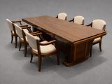 une photo d'une grande table en bois entourée de chaises