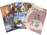 trois livres pour enfants sont alignés sur une surface blanche