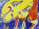 une image représentant un cheval jaune au nez rouge