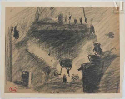 un dessin représentant un homme et une femme debout devant un château