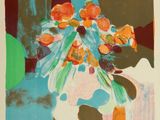 une image d'une peinture de fleurs dans un vase sur une table