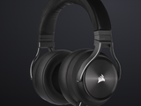 un gros plan d'un casque audio sur fond noir