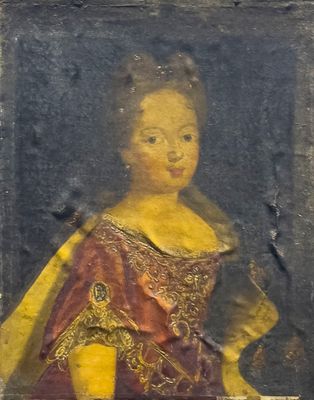 ECOLE FRANCAISE "Portrait d'une jeune femme aux bijoux", Hui…