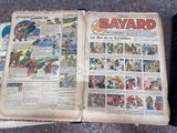 an old comic book open to a page with a picture of a man riding a horse