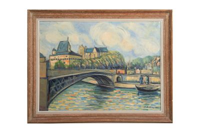 Pierre de BELAY (1890-1947) Vue du pont de la rotonde à Nant…