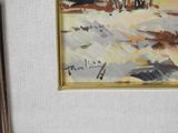 a painting of a man riding a horse in the snow