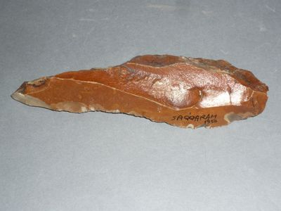 a small piece of rock that has been placed on a table